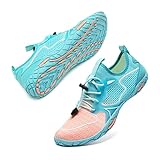 Badeschuhe Herren Damen Barfußschuhe Wasserschuhe Schwimmschuhe Strandschuhe für Surfen,Tauchen,Bootfahren,Gymnastik Fitness (Pink Blau, 39EU)