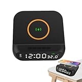 Funk-Wecker mit kabelloser Ladung, 3-in-1-LED-Wecker mit Temperaturanzeige, multifunktionaler Digital-Wecker, schnelles Telefon-Ladegerät und Stimmungslicht für das Schlafzimmer