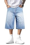 TANDAGI Herren Baggy Jorts Y2k Streetwear Loose Fit Hip Hop Skateboard Denim Shorts, Hell, blau, 44