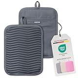 Bellphany 2er Set rutschfeste Silikon Topflappen - Design Topfhalter zum Kochen & Backen, hitzebeständig bis 250°C, Anthrazit