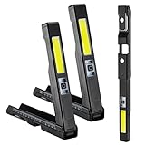 Werkstattlampe LED Akku Arbeitsleuchte USB Aufladbar mit Magnet Haken und Herrscher, Taschenlampe Werkstatt Handlampe COB Arbeitslampe für Werkstatt Auto KFZ Camping, Geschenke für Männer, 2 Stück