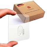 TECBULL® 8 Magische Haken XL, rückstandslos ablösbar, wiederverwendbar, transparent, beinahe unsichtbar, ohne Acrylkleber, Mehrzweckhaken, Klebehaken, selbstklebend, durchsichtig