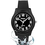 Edillas Kinderuhr Analog für Jungen Mädchen,wasserdichte Armbanduhr Jungen Mädchen Kinder Kleinkind zum Leicht zu lesen Lernen Zeitschule mit Weichem Riemen Lernen Uhren