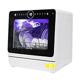 eklipt Mini Geschirrspüler für 3 Gedecke, Tischgeschirrspüler mit 8 Programme und Wasserenthärter Trocknungsfunktion Spülmaschine 5L mit/ohne Wasseranschluss Benutzbar Touch Control für Wohnungen