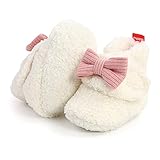 Baby-Stiefel, kuschelige Fleece-Hausschuhe, weiche Babyschuhe mit griffigen Sohlen, Winter, warm, Säugling, Neugeborene, Krippe, Sockenschuhe, Lauflernschuhe, B04 Weiß, 6-12 Monate