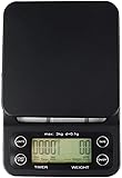 Digitale Taschenwaage, Kaffeewaage, elektronische Kaffeebohnenwaage, handgemachter Kaffee, Präzision 0,1 g, Mini mit Zeitmessung, 3 kg, schwarz