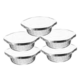 FOYTOKI 5Sätze Teiliges Alufolien Papiertöpfe mit Deckel Tragbarer Grilltopf für Camping und Picknick Hochtemperaturbeständig für Outdoor Stapelbar und Platzsparend