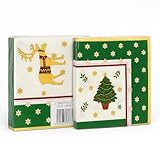 Weihnachtliche Papierservietten, 33 × 33 cm – Motiv Weihnachtsbaum & Rentier – Festliche Einweg-Servietten für Weihnachtstisch, Abendessen, Partys und Empfänge, weich und strapazierfähig (3-lagig) (20