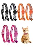Diffaxy Set mit 6 reflektierenden katzenhalsband mit Glöckchen, sicheren Halsband Katze mit Schnellverschluss und verstellbaren Katzenhalsbändern – passend für alle Hauskatzen.