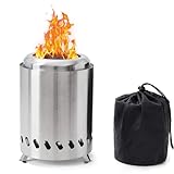 JOAASU Rauchfreie Feuerschale, 14x14x20cm Rauchfreie Feuerstelle Outdoor, Mini Tischfeuerstelle mit Ständer, Edelstahl Tragbar Feuerstelle, Tischkamin mit Aufbewahrungstasche für Garten, Terrasse