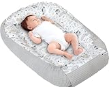 Medi Partners Babynest Nestchen für Neugeborene - 100x60x15 Babynestchen Baby zweiseitg Nest Bett 100% Baumwolle Waffel Kuschelnest tragbar (Lichtung mit Grauer Waffel)