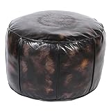 Casa Moro Marokkanisches Leder-Sitzkissen Asli Braun Ø 52cm x Höhe 35cm Fußhocker Pouf mit Füllung Echtleder Polster-Hocker Sitzpouf Sitzhocker MO4147
