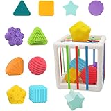 Sensorischer Behälter für Babyspielzeug von 6 bis 12 Monaten, Sortiermaschine für Babyspielzeug, farbiger Würfel aus elastischem Seil und 10 Formen von multisensorischem Spielzeug, Behälter für s