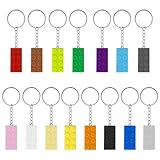 EULAPGOE Schlüsselanhänger Bausteine 16 Stück – Bunte Mini-Bausteinform Schlüsselringe 25mm aus ABS, kreatives Partygeschenk, Deko für Taschen & Autos, ideal für Kindergeburtstag & Mitgebsel
