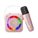 Tragbare Karaoke-Maschine | Kabelloser Lautsprecher mit RGB-Beleuchtung | Komplettset für Camping, Picknick, Familienfeiern, Geburtstage und Hochzeiten, Familienkaraoke