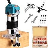 Tanniws 800W 6.5 amp Holzschneider Stabil Handheld Einstellbare Geschwindigkeit 2000-31000 U/min Kompaktes Holz Router Werkzeug Tragbarer Handrouter Holzbearbeitung mit 15 Stück Router Bits