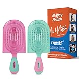 NuWay 4HAIR Patentierte Entwirrer-Haarbürste für Damen und Herren, Pink & Blaugrün, Haarkamm zur Kopfhautpflege, schnell trocknendes Belüftungsschema – TravelC Entwirrungsbürste für alle Haartypen