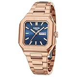 NIBOSI Herren Armbanduhr Uhren Herren Analog Quarz Edelstahl Militäruhren für Männer quadratisch Wasserdicht Business Klassisch Designer Armbanduhr Datum (Rose Blue)