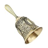 CestMall Handglocke, Klassische Zinklegierung Lautrufglocke Traditionelle Handgriff-Service-Rufglocke für Schule, Abendessen am Empfang, Hotelservice, Meditationsgebet, Heimtextilien für Haustiere