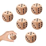 GUTERTOP 6 Stück Holz Würfel Groß, 30mm Spielwürfel Groß, Holzwürfel Groß für Unterricht Brettspielekartenspiel Partyspiele Ubehör