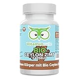 Bio Ceylon Zimt Kapseln - hochdosiert 500 mg 12:1 Extrakt (entspricht 6.000 mg Zimt-Pulver) - bioaktiv & vegan - Produktion in Deutschland - ohne Zusätze & laborgeprüft - Vitamineule®