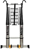 NEOCHY Teleskopleitern Mit Haken, Tragbare Faltaluminiumleitern Für Home Office Garden Dach Loft Nutzung/6,6 M/21,7 Ft