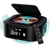 KLIM Boombox E1 Radio mit CD Player - BASS Boost mit Tieftöner - FM Radio, MP3, Bluetooth, AUX, USB - CD Player tragbar mit kabellosem Modus und aufladbaren Akku - Mit Fernbedienung - Schwarz/Silber