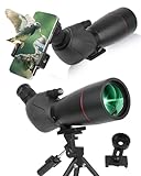 25-75x70 HD Spektiv Sportschützen mit Stativ- und Smartphone-Adapter, Zoom Bak4 Prism FMC Lens 45-Grad-abgewinkelte Teleskop für Vogelbeobachtung Wildlife Scenery Jagd Wildtiere Stargazing (Black)