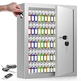 Schlüsselkasten Schlüsselschrank mit 125 Haken und Anti-Diebstahl-Schlüsselsteckplatz, Wandmontierter Schlüsseltresor mit beschriftbare Schlüsselanhänger, Schlüsselsafe für das Zuhause, Schulen, weiß