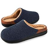 LongBay Herren-Hausschuhe aus Memory-Schaum, für drinnen und draußen, Marineblau, Größe 40, Marineblau, 8 Narrow