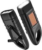 iWarmbase Dynamo-Taschenlampe, 2 Stück, LED-Solar-Taschenlampe und Handkurbel, wiederaufladbar, Mini-Taschenlampe, tragbar, für Notfälle im Freien