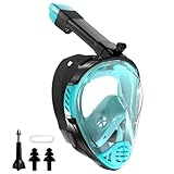 Jwintee Tauchmaske Schnorchelmaske Vollmaske,180-Grad-Sicht Tauchmasken mit Panorama-Vollgesichtsdesign,Sportkameras Kompatible Taucherbrille für Erwachsene und Kinder (Grün, S/M)