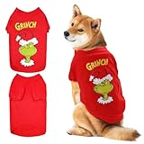 Asmea Hundepullover Weihnachten, Hundepullover Grinch Weihnachten, Weihnachtspullover Hund Mantel, Kleidung für Katzen Haustier, Kostüme Weihnachten für Kleine Mittelgroße Hunde Rot(Grinch,S)