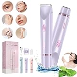 Glow Aura Damenrasierer, 2-in-1-Dual-Kopf-Rasierer, IPX7, wasserdichter Bikini-Trimmer, wiederaufladbar über USB, für Damen, Beine, Arme, Achselbereich, Schambereich, nass und trocken, Violett