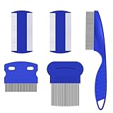 Läusekamm, 5 Stück Flohkamm, Läuse Kamm, Metall Zähne Läusekamm, Plastik Doppelseitig Nissenkamm