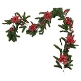 Weihnachtsgirlande Künstliche Tannennadeln Rattan mit Tannenzapfen Kegel Kranz Girlande Weihnachtstisch P7F8 für Home Decorati Treppen