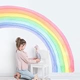 Supzone Wandtattoo Regenbogen Groß 160*140cm Wandaufkleber Aquarell Regenbogen Wandsticker Mädchenzimmer Abnehmbar Wanddekor für Kinderzimmer Babyzimmer Schlafzimmer Türen Wanddeko