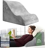 Lesekissen für Bett und Sofa, Bequemes Rückenkissen mit Memory Foam, Reflux Kissen verwendbar als Keilkissen Bett, Bettkissen Rückenlehne oder Kopfende, Gemütlicher Bettkeil als angenehme Rückenstütze