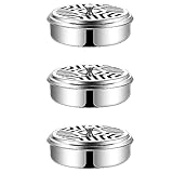 ZOMTTAR 3 x Edelstahl-Mückenspulenhalter, feuerhemmender Mückenbehälter, tragbarer Metallhalter für Mückenspulen