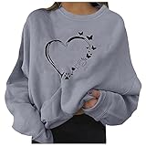 YULONGESS Langarm-Shirt für Frauen O-Kragen Print Entspannt Lang Tee Shirt Lange Ärmel Lang Sleeve Sweatshirt Lockerer Vintage Blusen Trainingshemden Lässige lose Summer Print Oberteil Tops