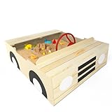 Big Game Hunters Holz-Sandkasten im Auto-Design – Mit wetterfestem Deckel, sicherem Untergrund & Lenkrad – Kreatives Outdoor-Spiel für Kinder