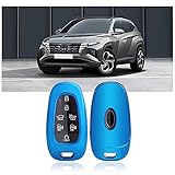 SHAOHAO Schlüssel Hülle Kompatibel mit Hyundai Tucson NX4 2021 2022,IONIQ 5 TPU Silikon Autoschlüssel Schlüsselhülle Autofernbedienungen Schutzhülle Cover Tucson NX4 (Blau)