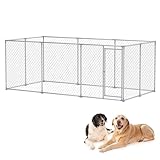 Froadp Hundezwinger Outdoor Hundekäfig mit Abschließbarer Tür 400x200x150cm Hundehütte aus Verzinkter Stahl UV- & Wasserdicht Hundehaus Tierlaufstall für Hunde