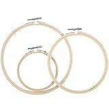 JIYIN 3 Stück Stickrahmen, 10/15/18 cm Runder Bambus Einstellbar Kreuzstich