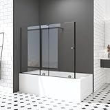 Duschwand für Badewannen Schiebetür 125 x 120 cm Schiebetuer badewannenaufsatz badewannenwand aus 6mm Sicherheitsglas Einstellbarer Breitenbereich 70–125 cm