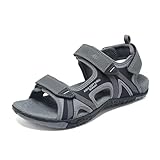 QUANDELI Sport-Sandalen für Herren, offene Zehen, Wassersandalen mit Fußgewölbeunterstützung, wasserdicht, leicht, lässig, athletisch, für Outdoor, Strand, Reisen, Sommer, Schwarz Grau, 43 EU