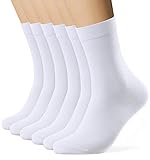 EIISSION Socken Herren Damen 43-46 Weiß Warme Sportsocken Unisex Business Lange mit Baum-wolle Haltbarkeit für Sport Freizeit 6 Paar Weiß 43-46