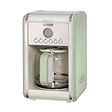 Ariete Vintage 1342 Retro Americano-Kaffeemaschine, Hartglaskaraffe, bis zu 12 Tassen, 24-Stunden-Timer, Auto-Abschaltung, Anti-Drip-Funktion, beheizte Platte, 1,5 L Fassungsvermögen, 2000 W, Grün
