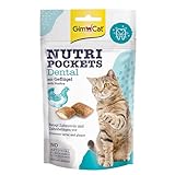 GimCat Nutri Pockets Dental - Knuspriger Katzensnack mit cremiger Füllung und funktionalen Inhaltsstoffen - 1 Beutel (1 x 60 g)
