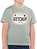 Kinder T-Shirt Jungen - & - Ketchup Kostüm Karneval Fasching - 104 (3/4 Jahre) - Sage Grün - &Fasching köln für lustiges gärtner Partnerlook Koeln und fasnacht rut wiess kölsche kölscher